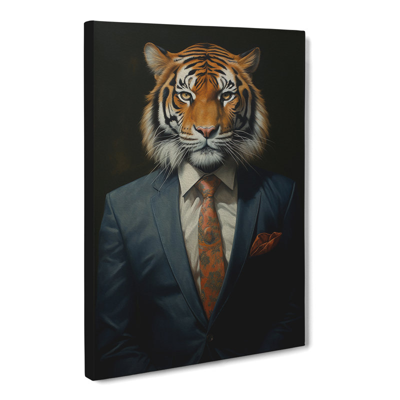 Tiger in a Suit Painting - Wrapped Canvas, 76cm H x 50cm W x 3cm D