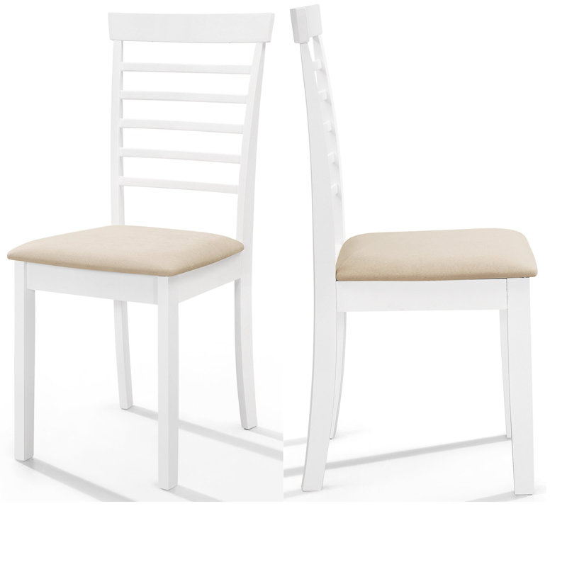 Ahwahnee 43cm H Polyester Blend Upholstered Ladder Back Side Chair, White