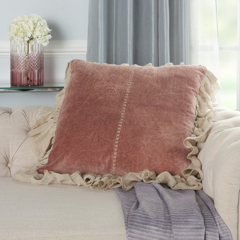 Wide Tasseled Marble Throw Pillow, Yellow, 22'' W x 22'' H x 5'' D