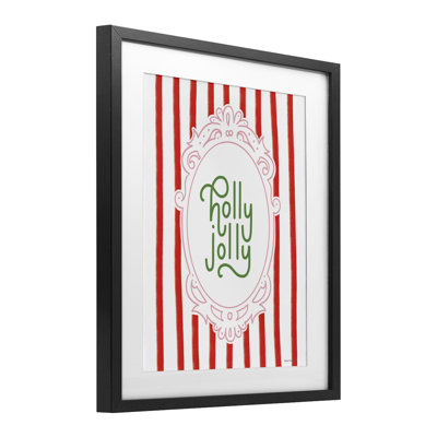 Holly Jolly Ornate Border Framed Print Under Glass, design by Rachel Nieman