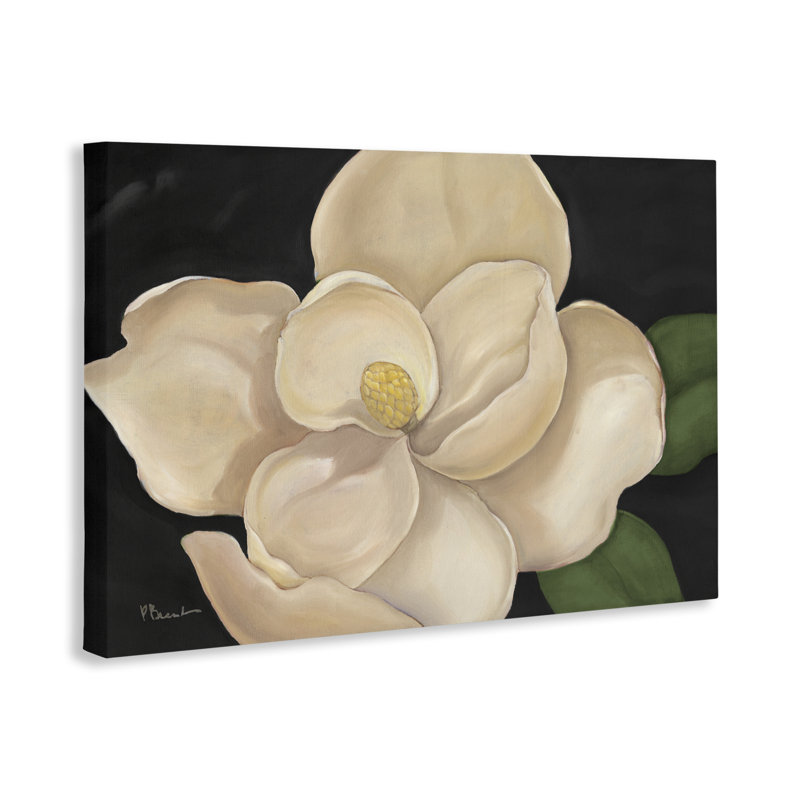 Magnolia Grandiflora sur toile noire, design par Paul Brent, H 16 po x l 24 po