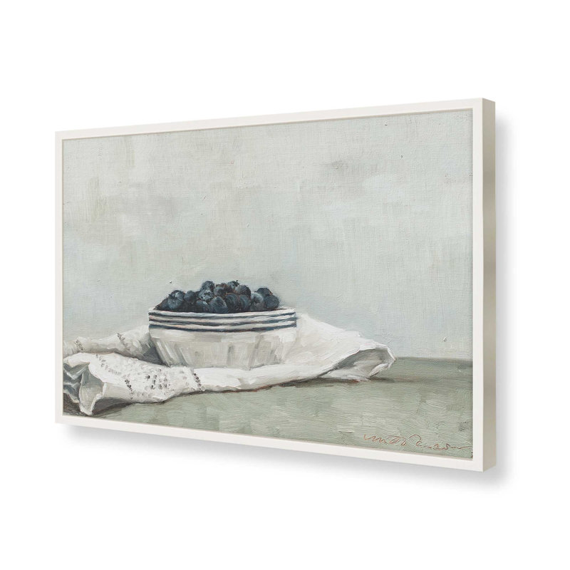 «Blueberries On A Tea Servel» par Miss Mustard Seed, reproduction d'art, H 36 po x l 48 po, Blanc