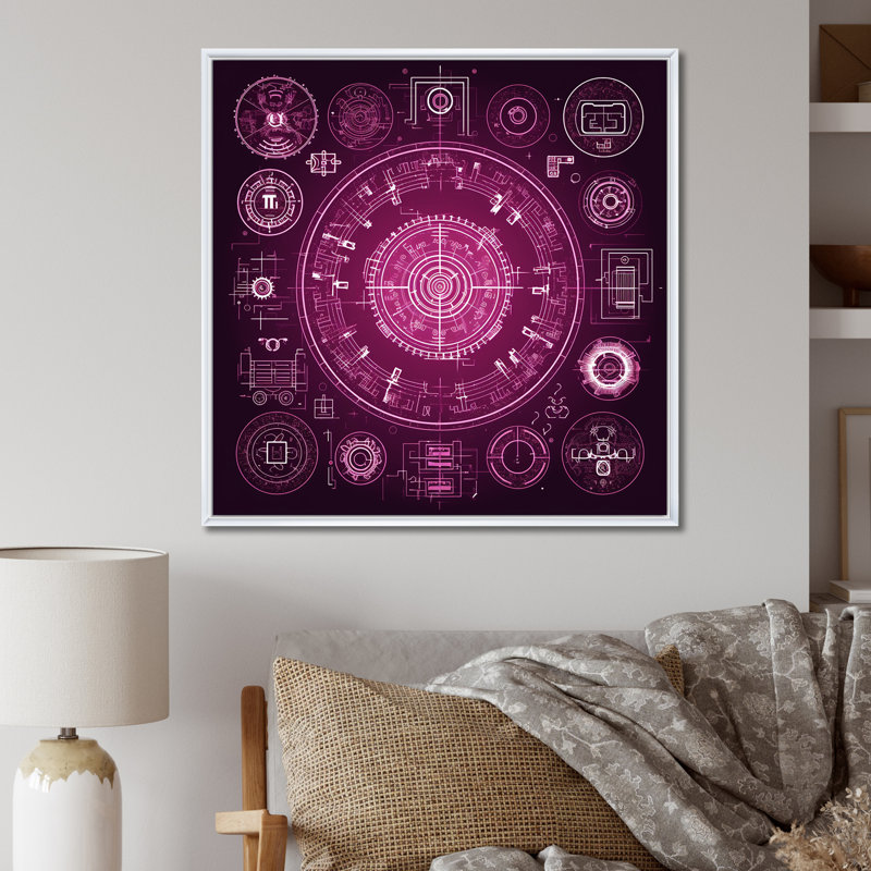 «Three Eye Chakra Mystical Circle I», reproduction sur toile, Cadre flottant blanc, 16" H x 16" W