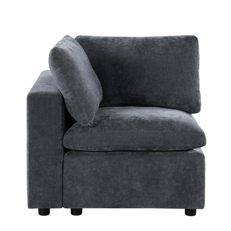 Chenille grise modulaire avec siège orienté vers la gauche - Reconfigurer pour s'adapter à votre espace canapé, fauteuil pour une utilisation à long terme