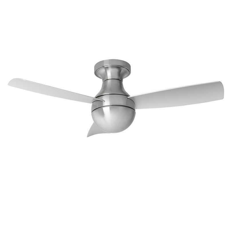  Brushed Nickel 44" Flush Mount Outdoor/Indoor Smart Ceiling Fan with Remote Control, Works With Google Assistant, Amazon Alexa and IOS/Android Mobile APP, 3000K Colour Temperature 