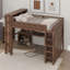 Lit mezzanine en bois avec garde-robe et bureau, tête de lit avec rangement et port USB-865351387