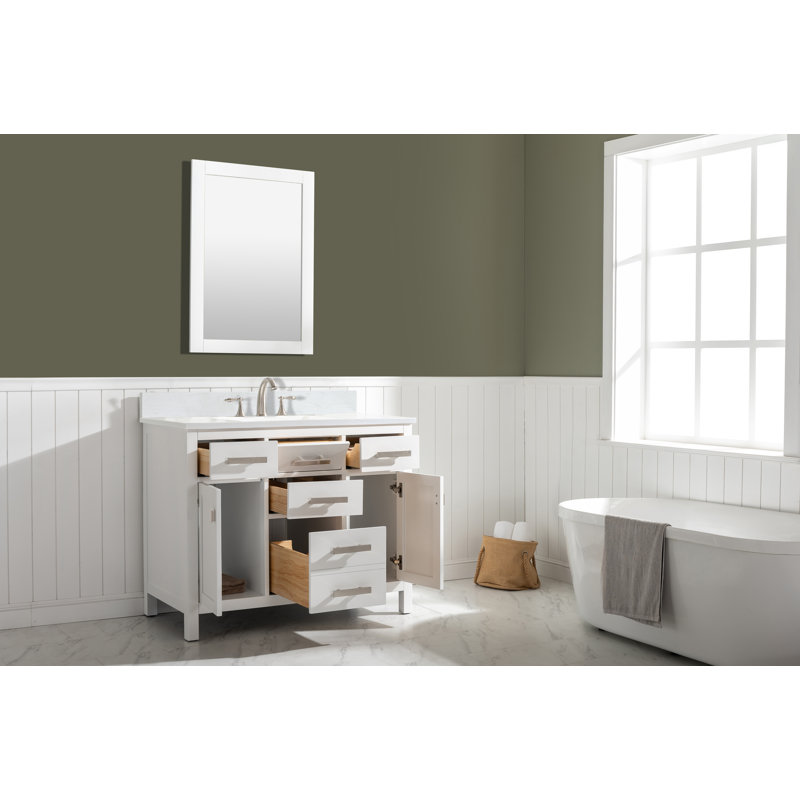 Ensemble de meuble-lavabo simple 42 po Willisville, Blanc, Nickel brossé