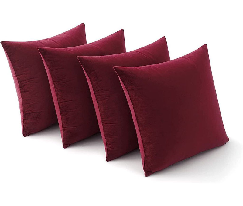 Nayelee Square Cushion Cover, Dark Red