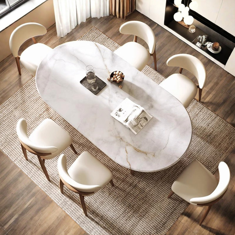 Ensemble de table de salle à manger moderne et simple en pierre de luxe, H 29,5 po x L 63 po x l 35,4 po