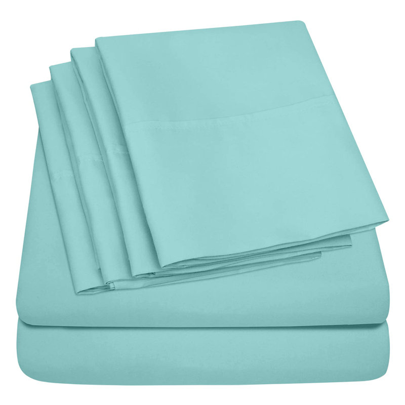 6Piece Microfiber Bed Sheets  Soft, WrinkleFree, Deep Pocket Fit, Ocean, Full Sheet Set with 4 Pillowcases