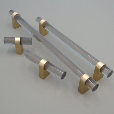 Acrylic Brass Cabinet and Drawer Pulls