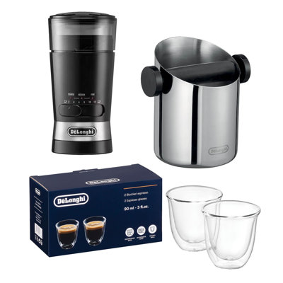 Knock Box, Grinder & Espresso Glasses