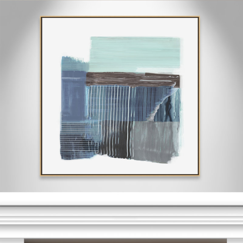 «Brushwork in Calm Tones I Print» par PI Studio, 46.5'' W x 46.5'' H, Toile avec cadre, Flotteur naturel
