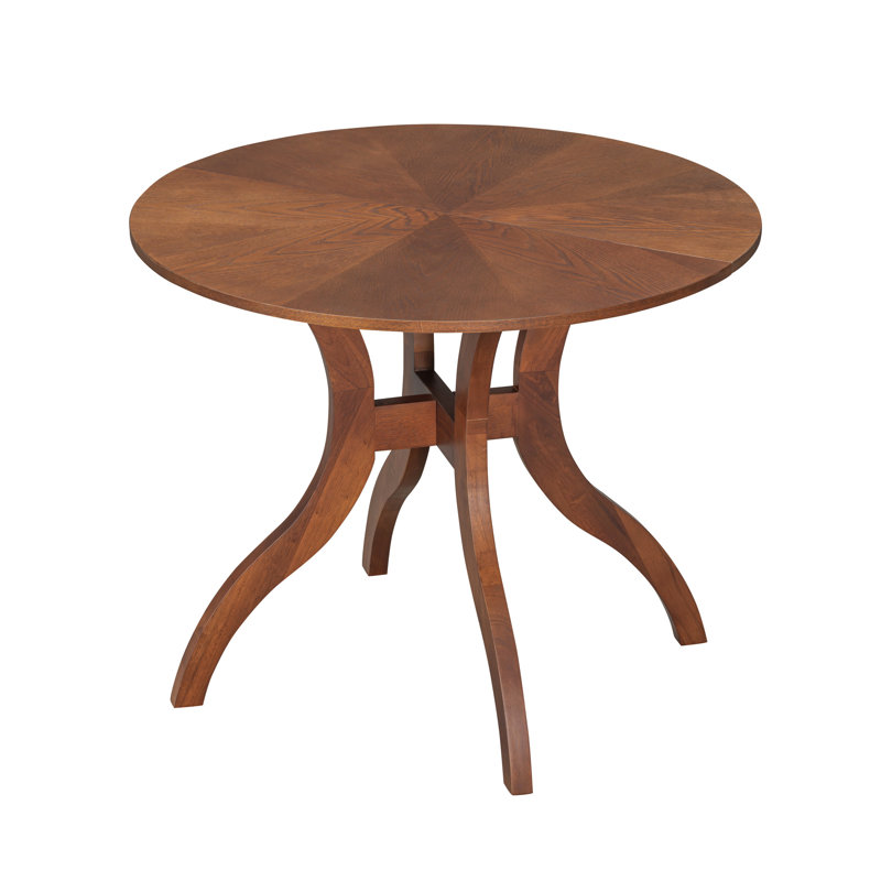 Table de salle à manger ronde en noyer de 39,4 po avec lignes classiques, laque frottée à la main, pour les rassemblements formels à la maison Pieds en bois massif, durabilité, favorise les conversations intimes