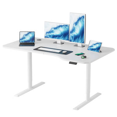 Putnam Height Adjustable Standing Desk The Twillery Co. Color (Top/Frame): Bamboo/White, Size: 48 H x 62.99 W x 23.62 D