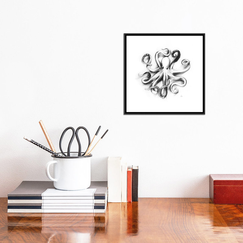 «Flat Octopus», reproduction d'art sur toile, H 18 po x l 18 po x P 1,5 po, Toile avec cadre noir