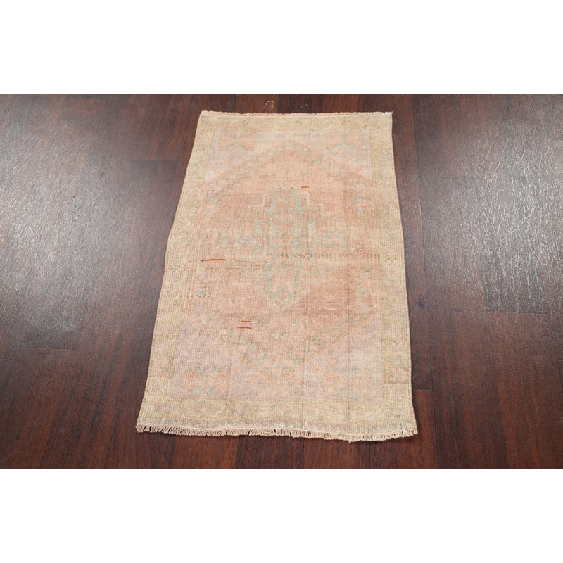 Tapis rouille en laine noué à la main de conception unique 1 pi 10 po x 2 pi 11 po