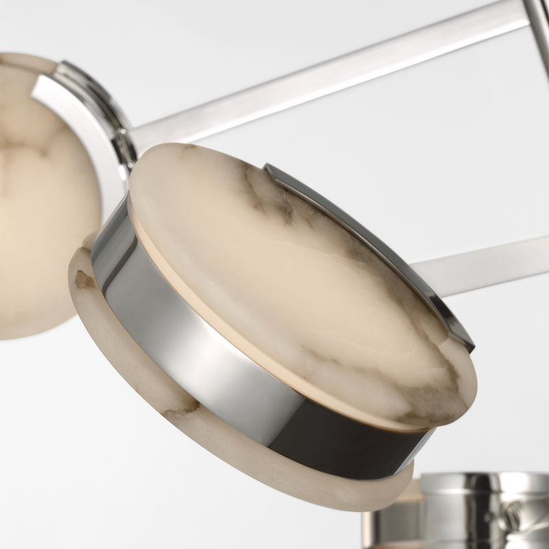 Kelly Wearstler Melange 48" Multi-Positional Chandelier with Alabaster, Polished Nickel