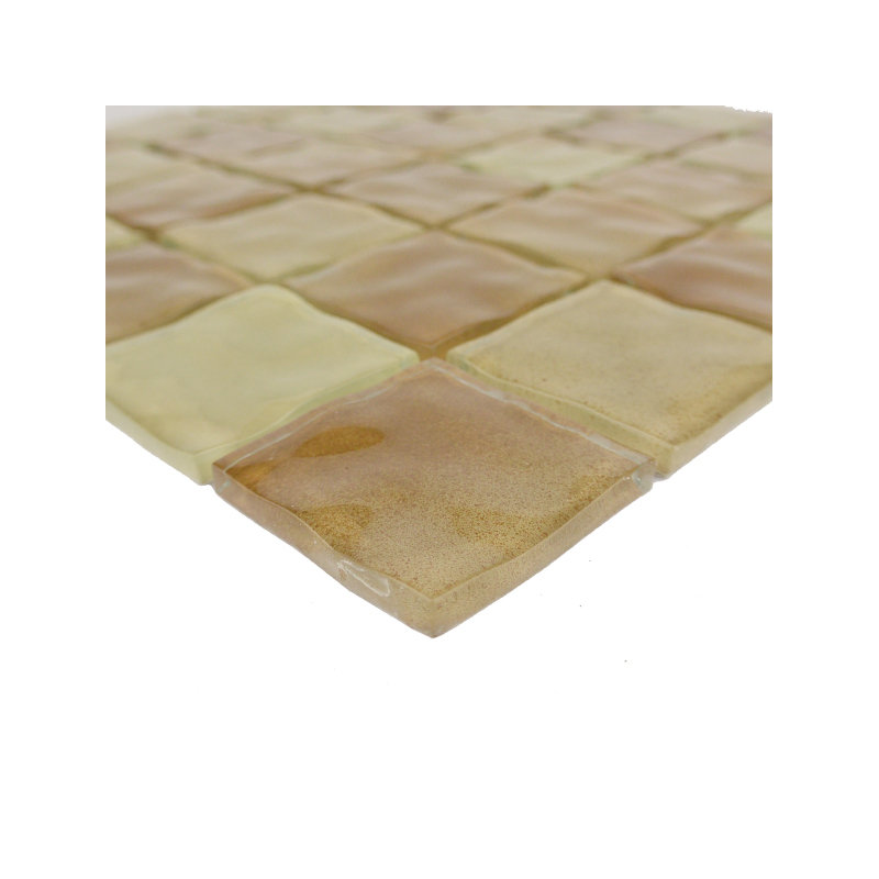 Watermarks 2 in. x 2 in. Textured Glass Straight Edge Square Mosaic Wall & Pool Tile, Brown