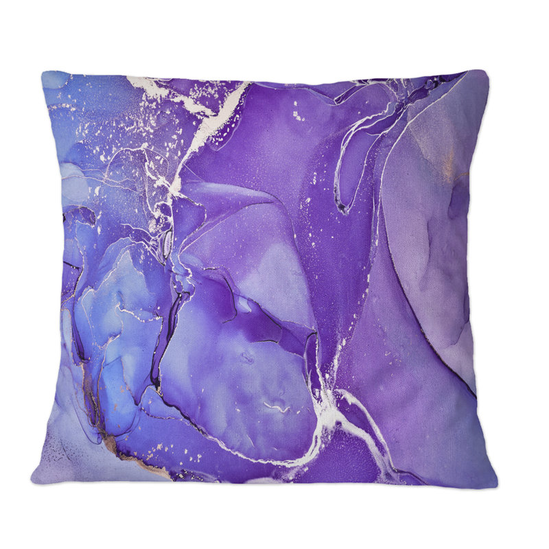 Coussin décoratif mauve et mauve à motif d'art moderne fuchsia, 18 po x 18 po
