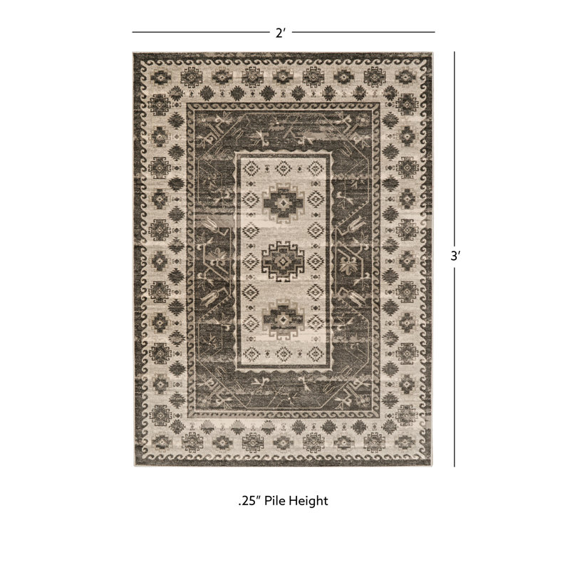 Tapis oriental beige / gris Piggott, Rectangle 2 pi x 3 pi