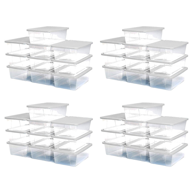Homz 6 Qt Multipurpose Plastic Storage Containers with Latching Lid, (40 Pack)