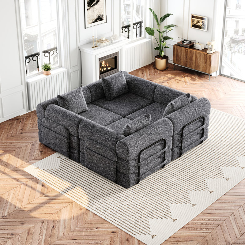 Chenille convertible avec poches de rangement latérales, idéale pour recevoir des invités, rangement pliant, jeu confortable