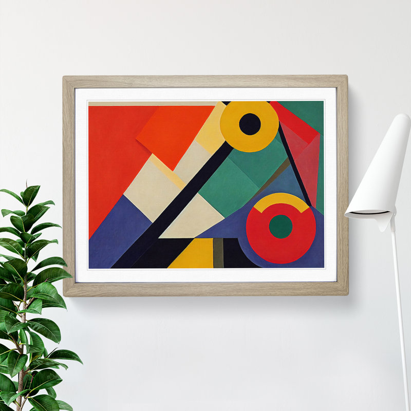 Pure Modern Abstract Art - Single Picture Frame Print, 25cm H x 34cm W x 2cm D, Oak