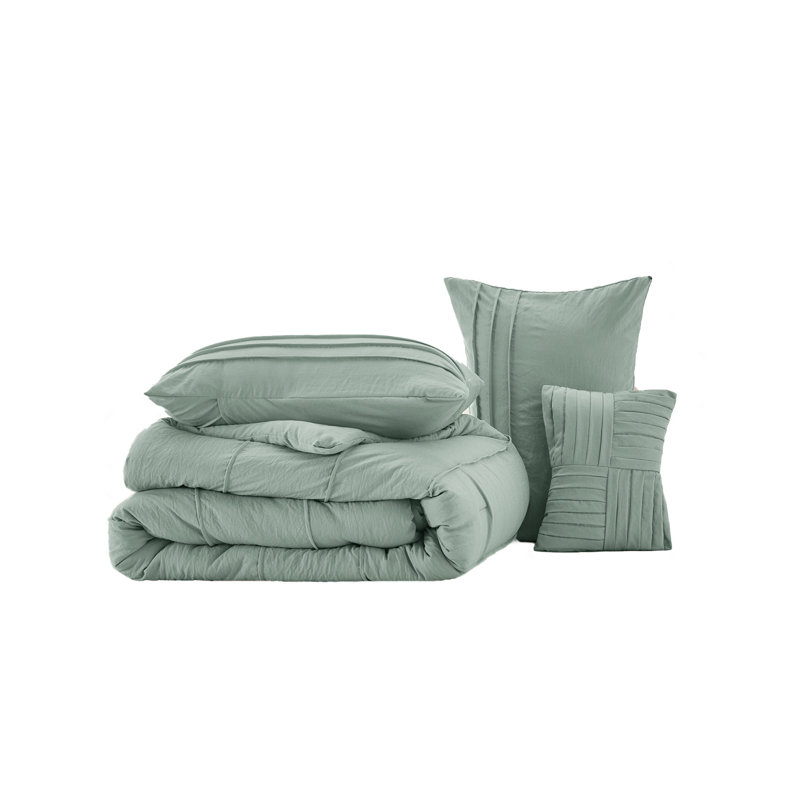 Bedsure Boho Comforter Set - Pinch Pleat Design for All Seasons, Soft Bedding Kit, Twin Comforter + 1 Standard Pillowcase