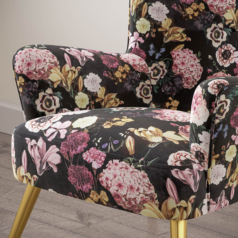 Jubair Velvet Armchair, Flower Print Polyester