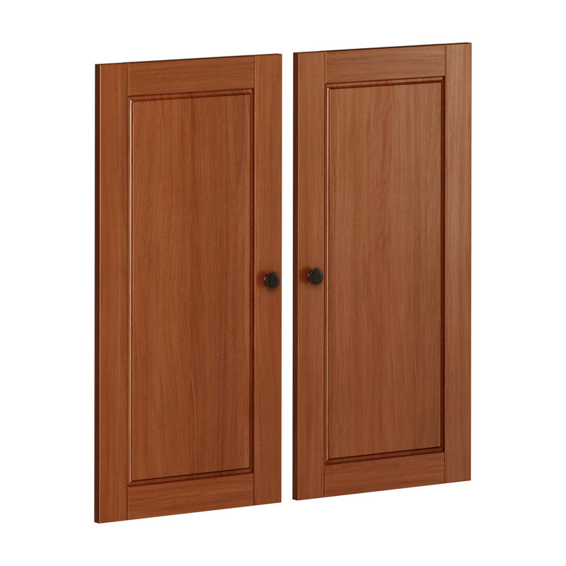 Ensemble de porte double à panneau surélevé 100% bois massif Bryannah, Moka