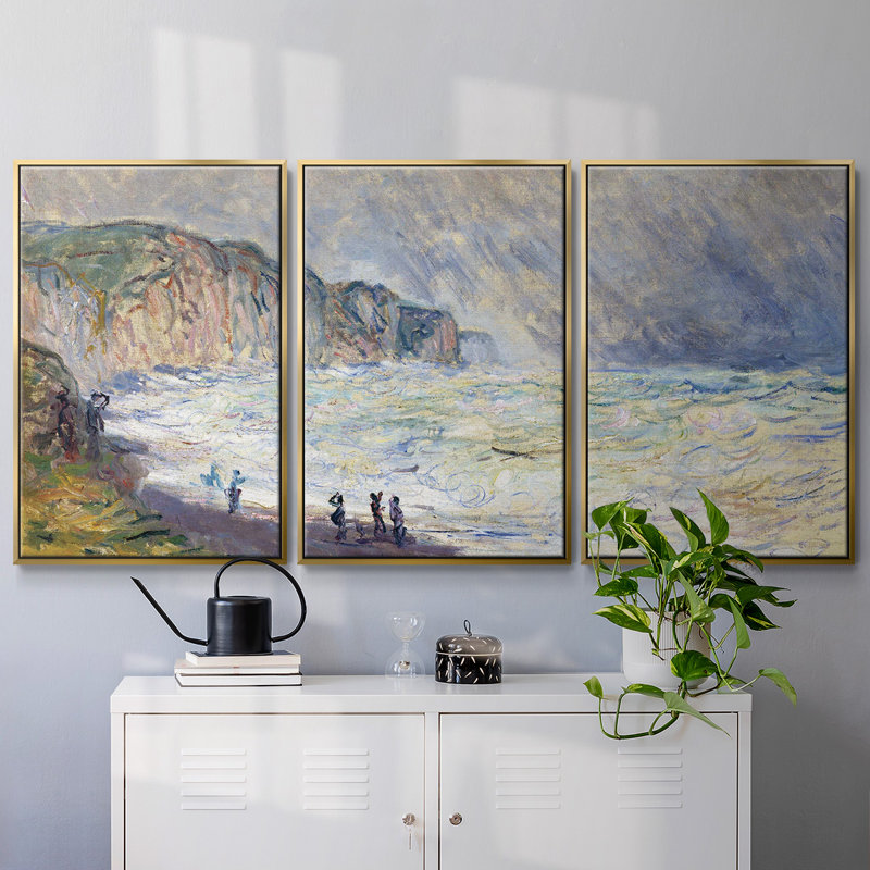 Monet - Toile encadrée multi-pièces, Encadrement doré, H 36 po x l 75 po x P 2 po