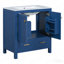Meuble-lavabo bleu 30 po avec lavabo simple, meuble-lavabo sous-comptoir, armoire de rangement avec 2 portes et un tiroir, fermeture en douceur, rangement multifonctionnel, structure en bois massif-130186575