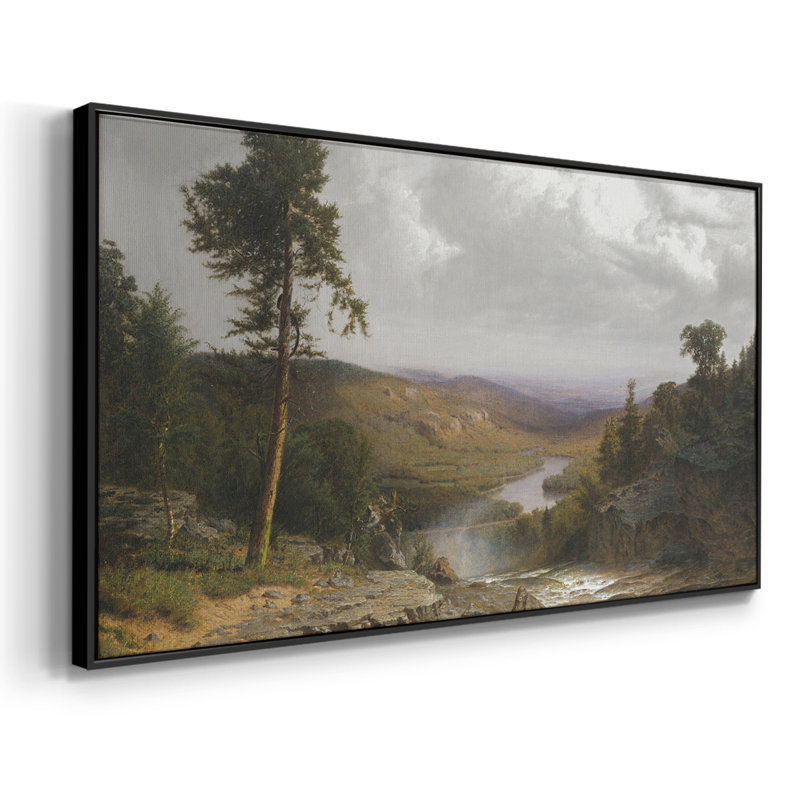 Série paysage - MCLXV III - Toile tendue avec châssis encadré - Prêt à être accroché, H 25 po x l 49 po, Noir