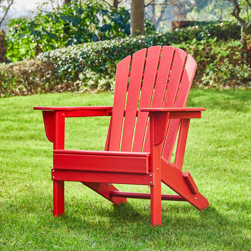 Chaise Adirondack pliante Ramonita en PEHD, Rouge