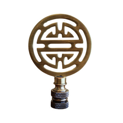 Vintage Scroll Solid Brass Lamp Finial Antique Brass, 2.8"h