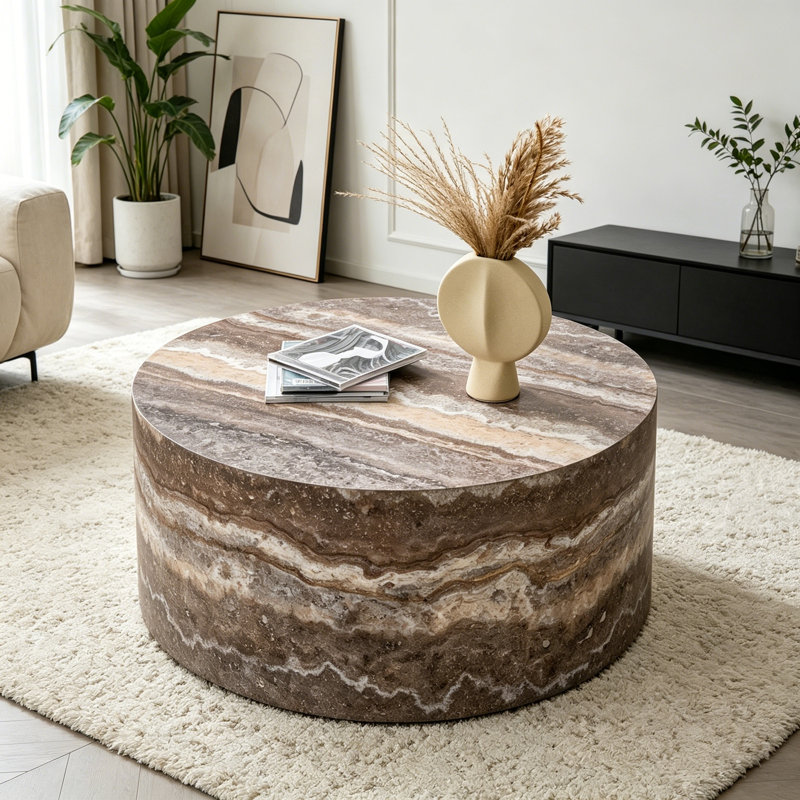 Rond rond avec base robuste, Brown