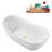 59" Streamline Soaking Glossy White Freestanding Tub With Internal Drain in Polished Brass