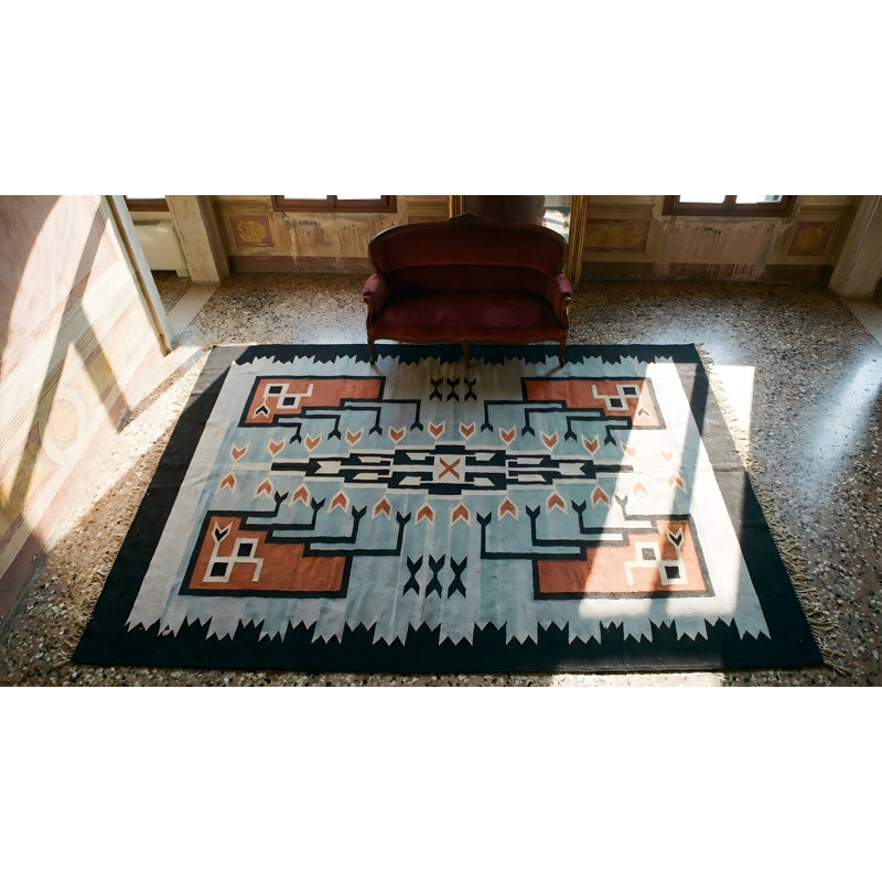 Antique Mexico Geometric Flat Weave Rug