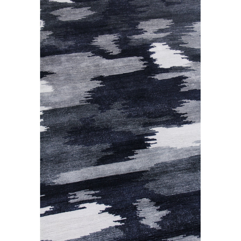 Bamboo Silk Area Rug in Navy Blue, Rectangle 6' x 9'