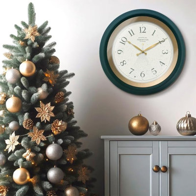 Grande horloge murale lumineuse 18 po, vert forêt, veilleuse, horloge lumineuse avec capteur intelligent pour allumer / éteindre les lumières. Décoration murale pour le salon, la salle à manger, la cuisine.
