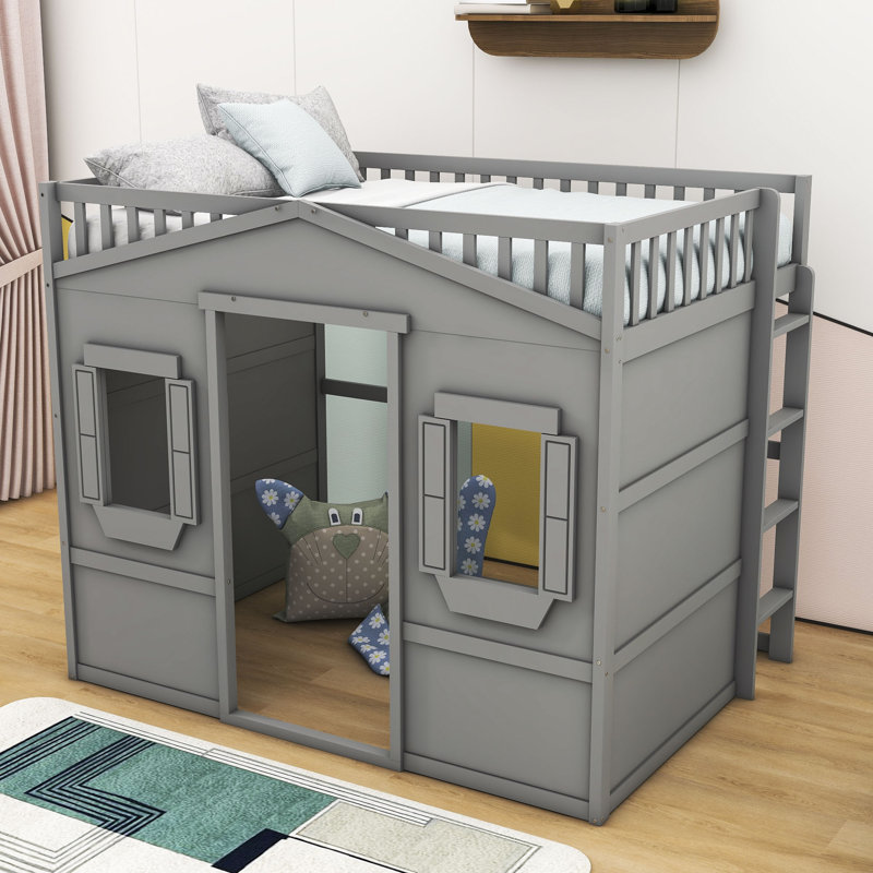 Gabriella-Frances Kids Loft Bed with Ladder, White, Twin