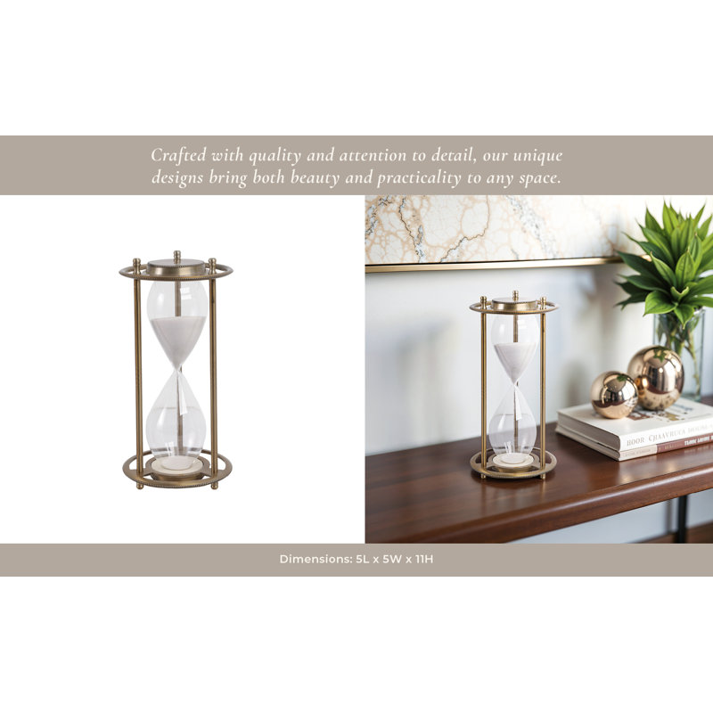 11" Verlice Metal Hourglass, Brown