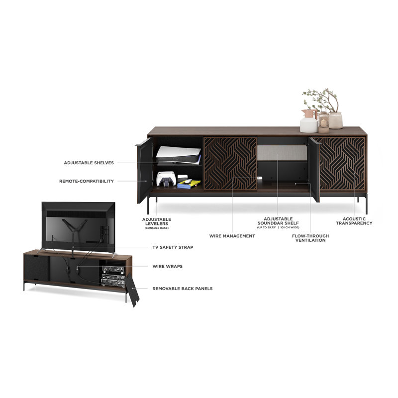 Elements - Cabinet with Console Base - Weave Door, Toasted Oak