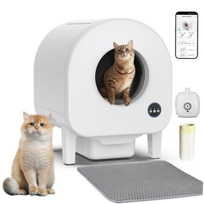 Automatic Self Cleaning Cat Litter Box Smart WiFi App Controlled Pet Litter Box with Safety Sensors Large Capacity for Multiple Cats Waste Bags
