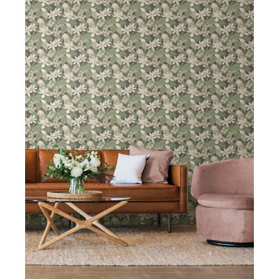 Garden Reflections Floral - Green Peel and Stick Wallpaper Roll 20.5 in. W x 18 ft. L