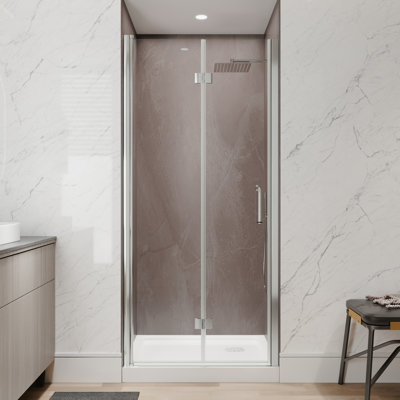 34"-36"W X 72"H Semi-Frameless 180° Rotatable Pivot Shower Door Bifold Frameless Shower Door With 1/4 Inches Tempered Glass