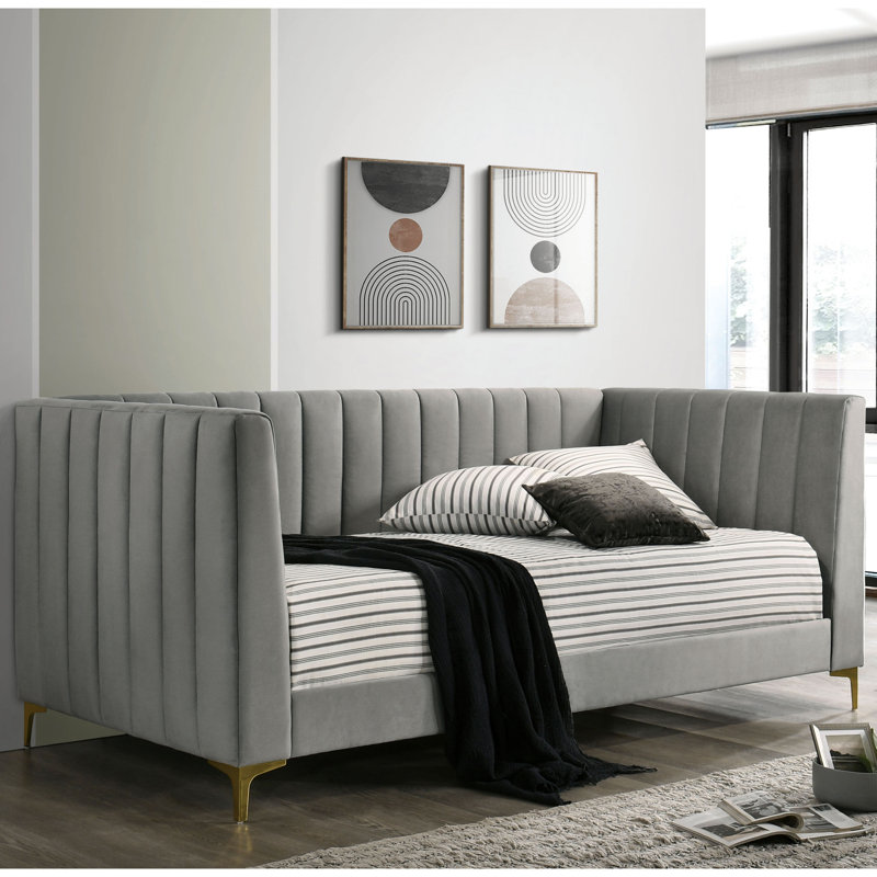 Lit de jour simple en flanelle de largeur Araujo 81,88 po