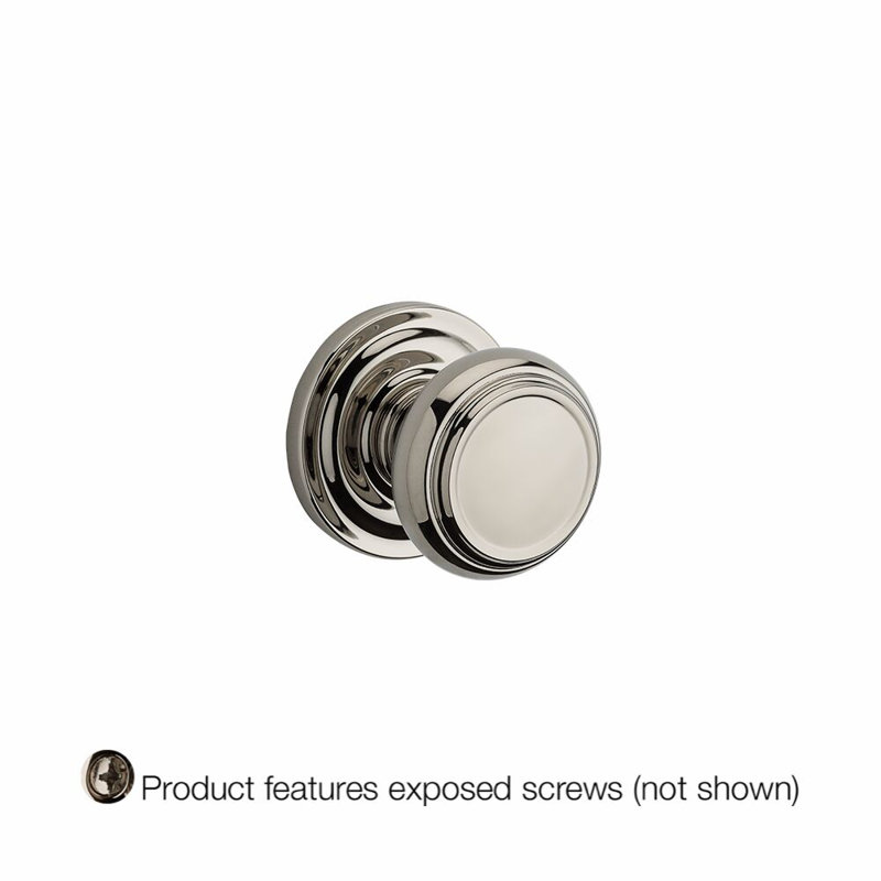 Traditional Single Dummy Door Knob with Traditional Round Rose, Polished Nickel