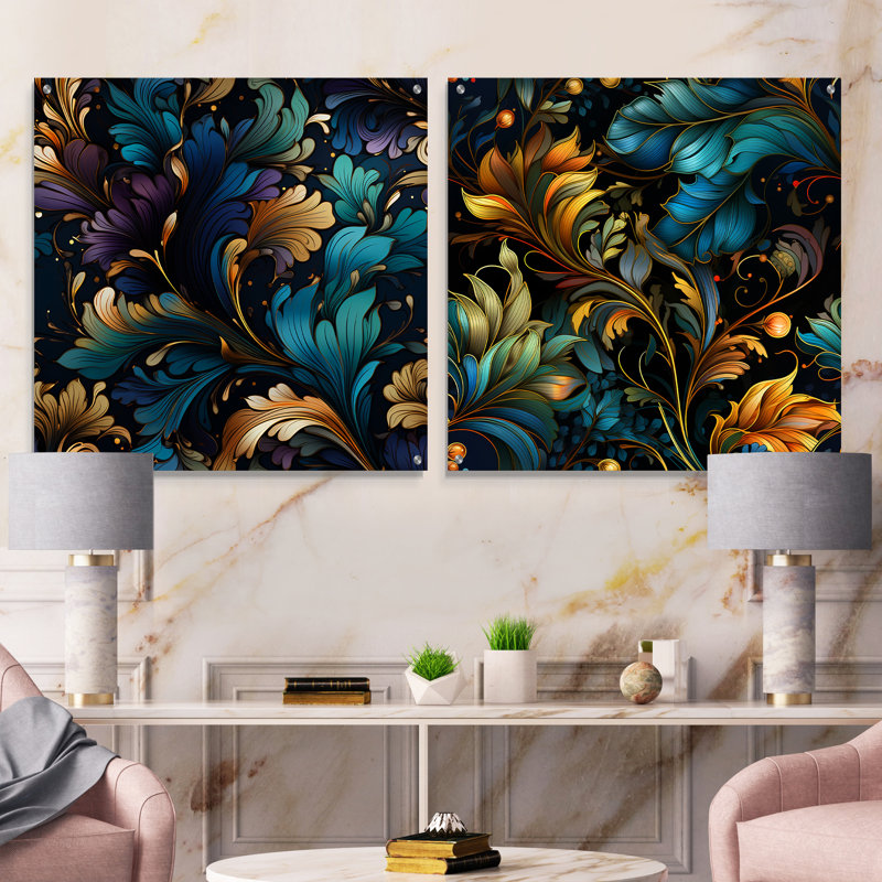 Shanklin - Ensemble de 2 art mural en verre acrylique, H 30 po x l 61 po
